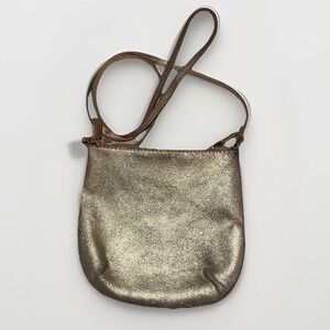 Vintage Eddie Bauer Gold Leather Bag Purse Small Glam Crossbody Mini Coquette